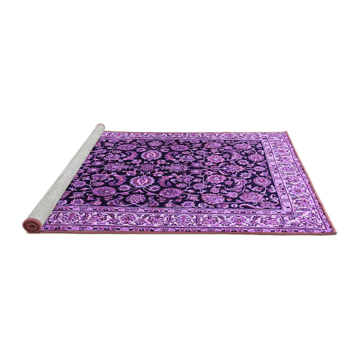 Sideview of Machine Washable Persian Purple Traditional Area Rugs, wshtr1554pur