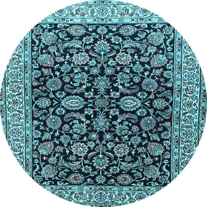 Round Machine Washable Persian Light Blue Traditional Rug, wshtr1554lblu