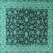 Square Machine Washable Persian Turquoise Traditional Area Rugs, wshtr1554turq