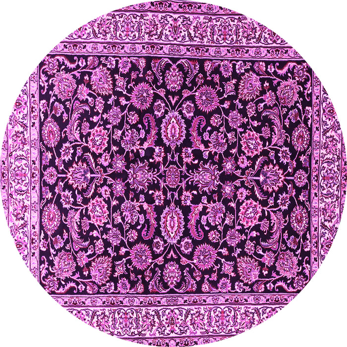 Round Machine Washable Persian Pink Traditional Rug, wshtr1554pnk