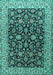 Machine Washable Persian Turquoise Traditional Area Rugs, wshtr1554turq