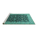 Sideview of Machine Washable Persian Turquoise Traditional Area Rugs, wshtr1554turq