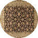 Round Machine Washable Persian Brown Traditional Rug, wshtr1554brn