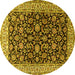 Round Persian Yellow Traditional Rug, tr1554yw