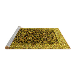 Sideview of Machine Washable Persian Yellow Traditional Rug, wshtr1554yw