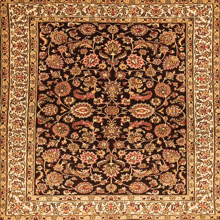 Round Machine Washable Persian Orange Traditional Area Rugs, wshtr1554org