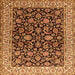 Round Machine Washable Persian Orange Traditional Area Rugs, wshtr1554org