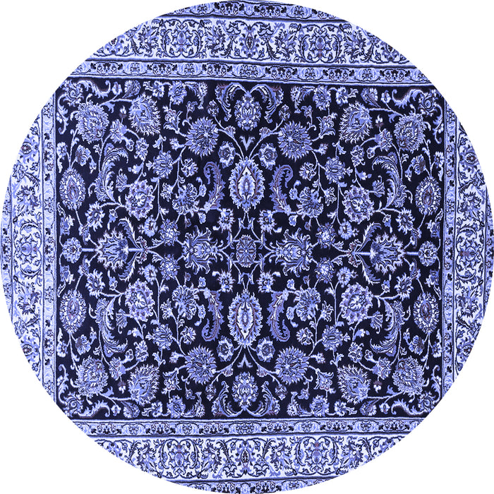 Round Machine Washable Persian Blue Traditional Rug, wshtr1554blu