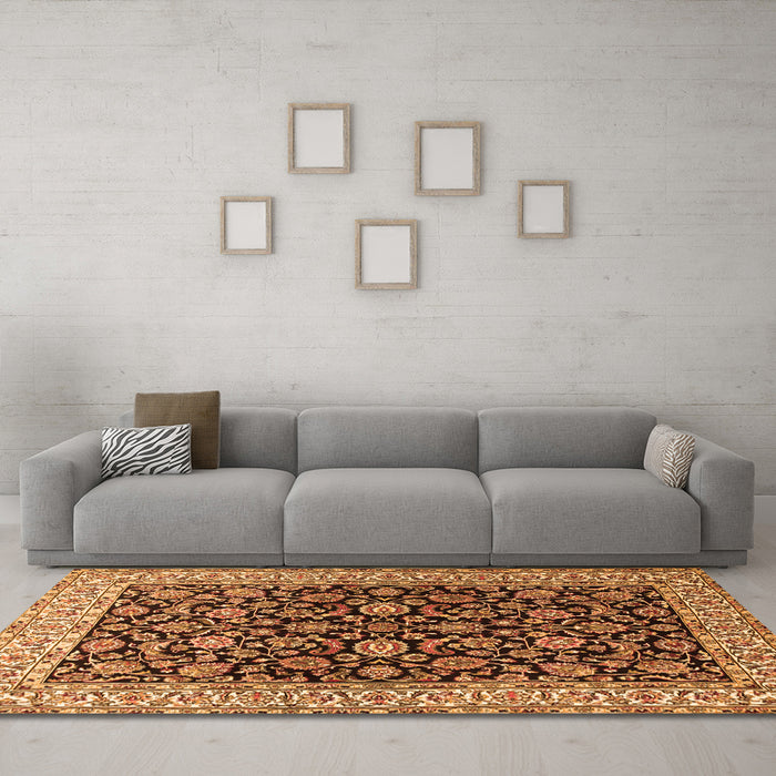 Machine Washable Persian Orange Traditional Area Rugs in a Living Room, wshtr1554org