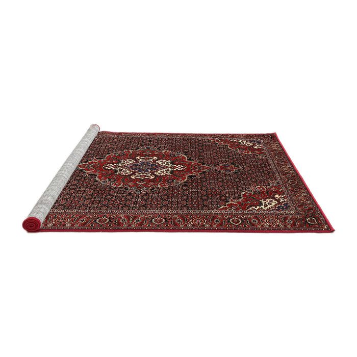 Sideview of Machine Washable Traditional Dark Almond Brown Rug, wshtr1555