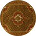 Round Machine Washable Persian Yellow Traditional Rug, wshtr1555yw