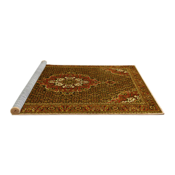 Sideview of Machine Washable Persian Yellow Traditional Rug, wshtr1555yw
