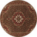 Round Machine Washable Persian Brown Traditional Rug, wshtr1555brn