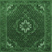 Square Machine Washable Persian Emerald Green Traditional Area Rugs, wshtr1555emgrn