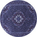 Round Machine Washable Persian Blue Traditional Rug, wshtr1555blu