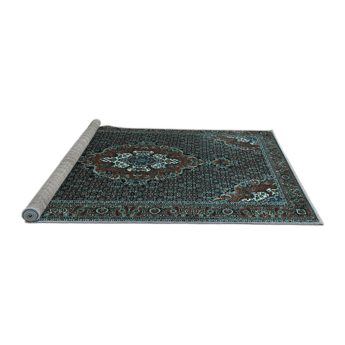 Sideview of Machine Washable Persian Light Blue Traditional Rug, wshtr1555lblu