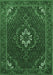 Machine Washable Persian Emerald Green Traditional Area Rugs, wshtr1555emgrn