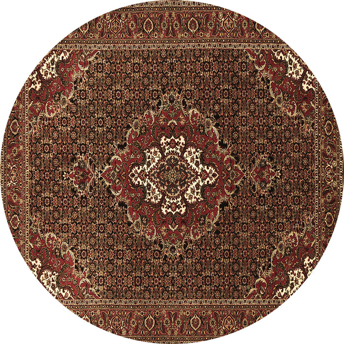 Round Persian Brown Traditional Rug, tr1555brn