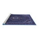 Sideview of Machine Washable Persian Blue Traditional Rug, wshtr1555blu