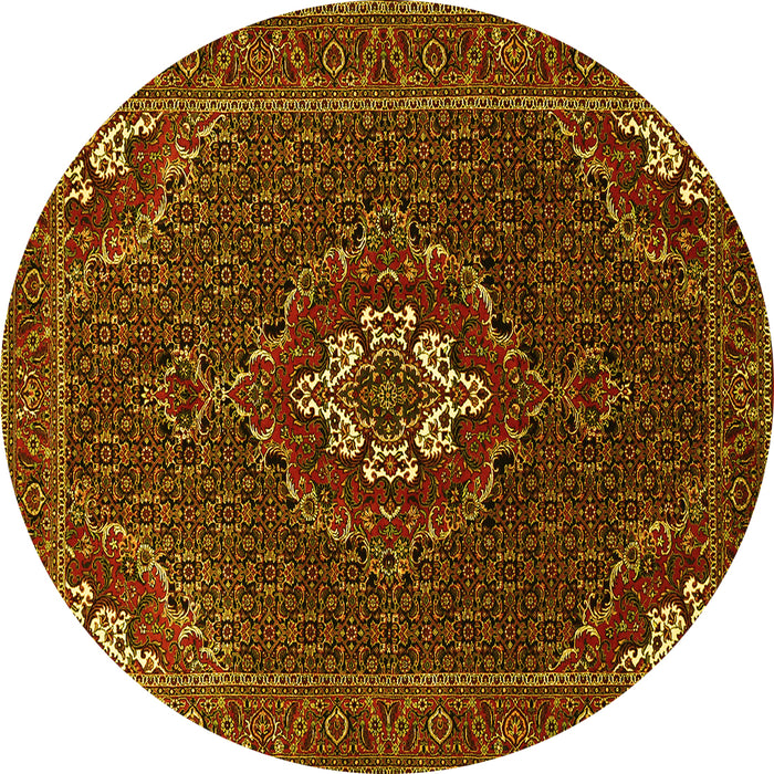 Round Persian Yellow Traditional Rug, tr1555yw