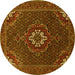 Round Persian Yellow Traditional Rug, tr1555yw