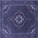 Square Machine Washable Persian Blue Traditional Rug, wshtr1555blu