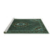 Sideview of Machine Washable Persian Turquoise Traditional Area Rugs, wshtr1555turq