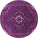 Round Machine Washable Persian Purple Traditional Area Rugs, wshtr1555pur