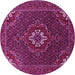 Round Machine Washable Persian Pink Traditional Rug, wshtr1555pnk