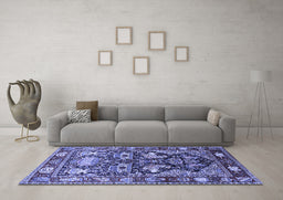 Machine Washable Animal Blue Traditional Rug in a Living Room, wshtr1556blu