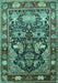 Machine Washable Animal Turquoise Traditional Area Rugs, wshtr1556turq