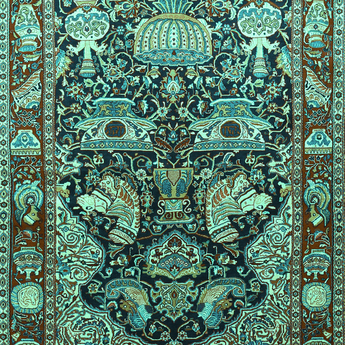 Machine Washable Animal Turquoise Traditional Area Rugs, wshtr1556turq