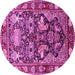 Round Animal Pink Traditional Rug, tr1556pnk