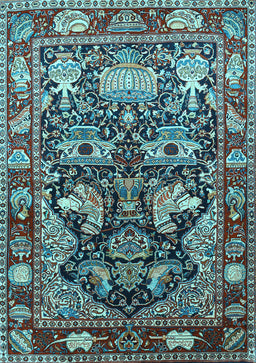 Animal Light Blue Traditional Rug, tr1556lblu
