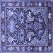 Square Animal Blue Traditional Rug, tr1556blu