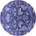 Round Animal Blue Traditional Rug, tr1556blu