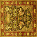 Square Animal Yellow Traditional Rug, tr1556yw