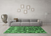 Machine Washable Animal Emerald Green Traditional Area Rugs in a Living Room,, wshtr1556emgrn