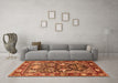 Machine Washable Animal Orange Traditional Area Rugs in a Living Room, wshtr1556org