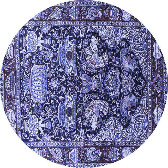Round Machine Washable Animal Blue Traditional Rug, wshtr1556blu