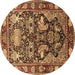 Round Animal Brown Traditional Rug, tr1556brn