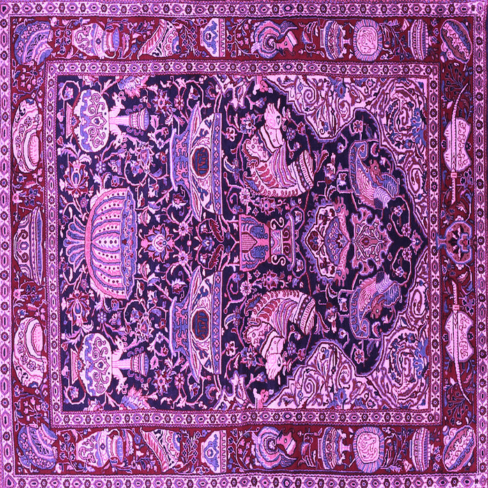 Square Machine Washable Animal Purple Traditional Area Rugs, wshtr1556pur