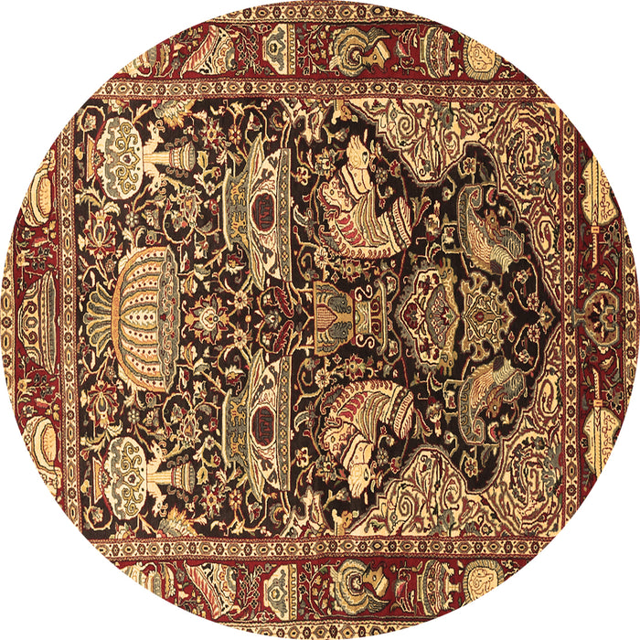 Round Machine Washable Animal Brown Traditional Rug, wshtr1556brn