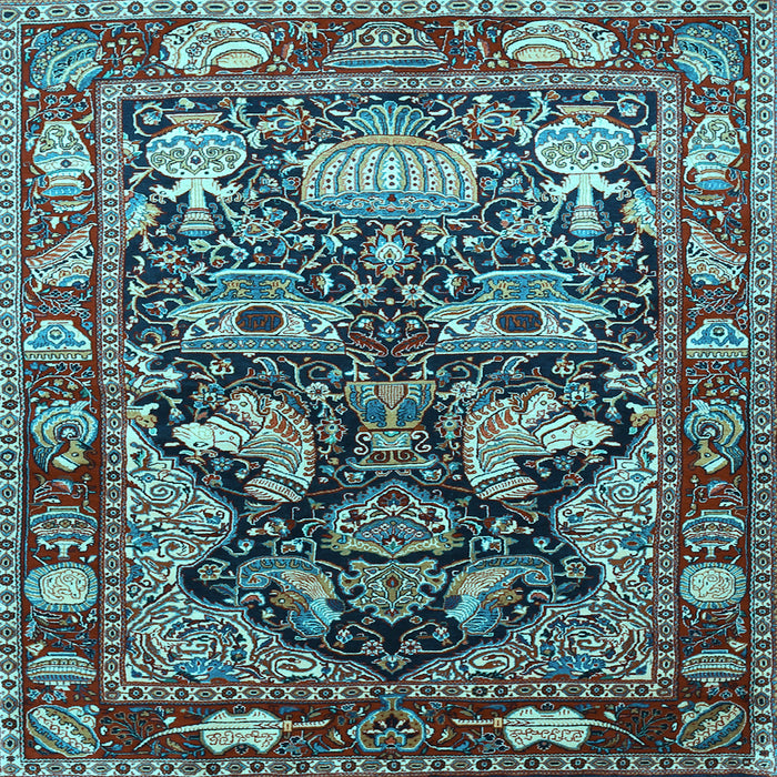 Square Machine Washable Animal Light Blue Traditional Rug, wshtr1556lblu