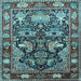 Square Machine Washable Animal Light Blue Traditional Rug, wshtr1556lblu