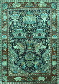 Animal Turquoise Traditional Rug, tr1556turq