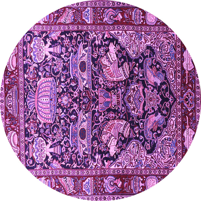 Round Machine Washable Animal Purple Traditional Area Rugs, wshtr1556pur