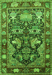 Animal Green Traditional Rug, tr1556grn