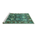 Sideview of Machine Washable Animal Turquoise Traditional Area Rugs, wshtr1556turq