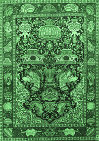 Animal Emerald Green Traditional Rug, tr1556emgrn